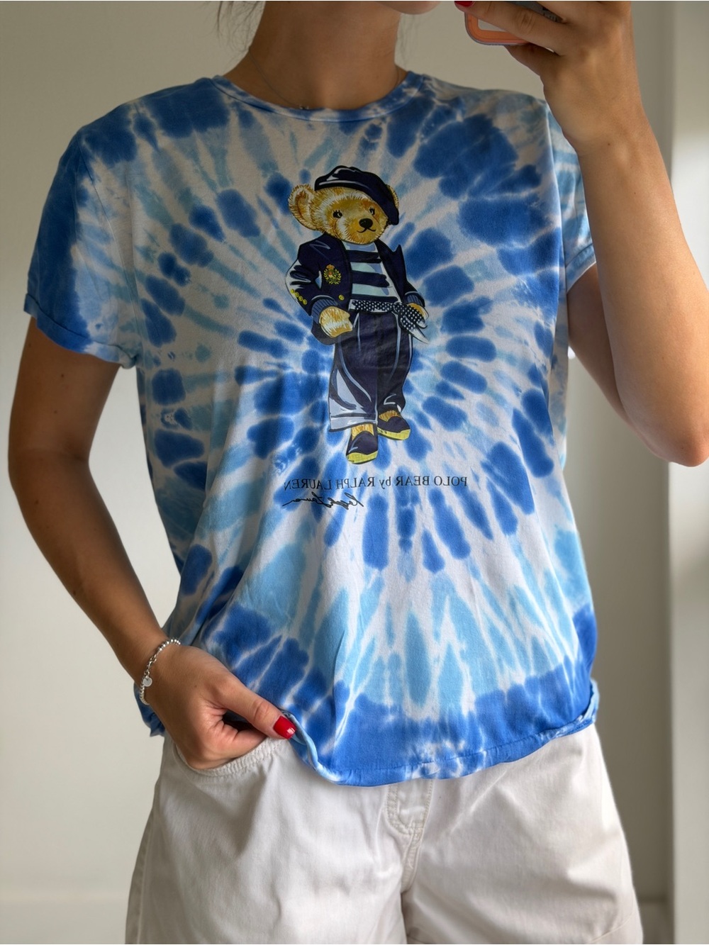Polo by Ralph Lauren woman Blue Tie-Dye Bear Graphic Tee